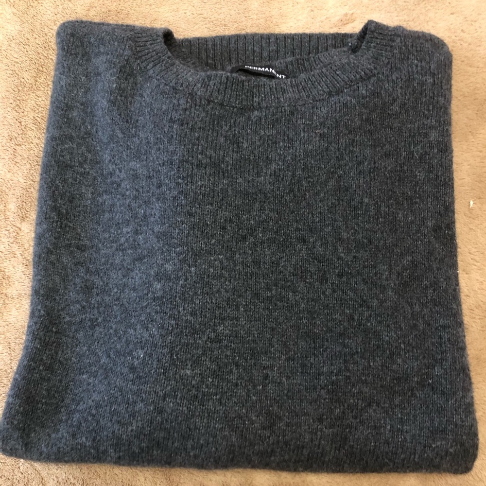 PERMANENT WOMENS SWEATER LARGE COTTON POLYESTER BLEND DARK GRAY